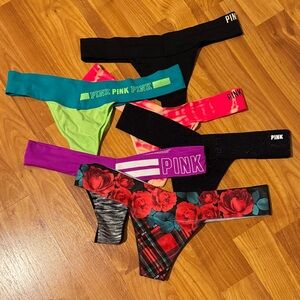 PINK Victoria's Secret RETIRED THONGS Bundle of 6 Size SMALL